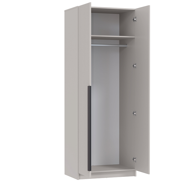 Шкаф для одежды 67.17 Брандо (2-х дв.) (h2150) МДФ New кашемир/ДВПО белый/фасад МДФ ПВХ кашемир/ручка l1000 металл черный