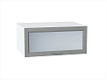 Шкаф верхний горизонтальный остекленный с увеличенной глубиной Сканди (358х800х576) Белый/grey softwood