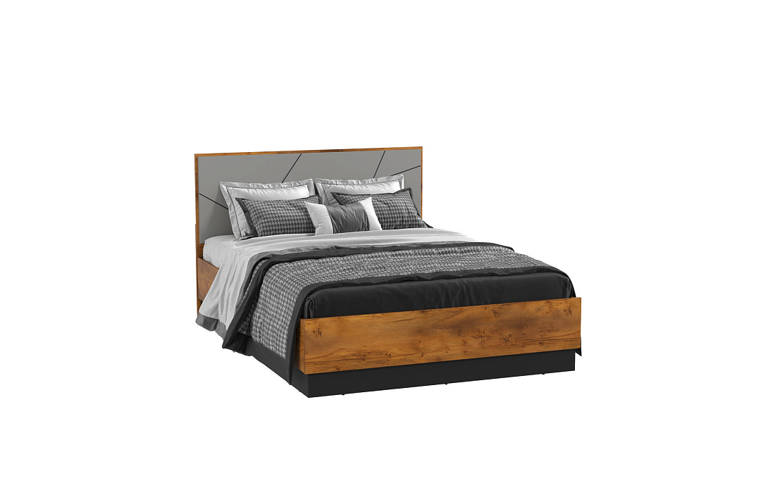 Кровать 54.16 Гамма (1400) с ортопедическим осн. таксония/черный/ПВХ грей