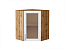 Шкаф верхний угловой остекленный Сканди (716х600х600) Дуб Вотан/White Softwood