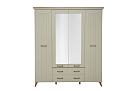 Шкаф для одежды 61.10 Белла(4-х дверный с зеркалом) белый/небула/профиль masa decor белый
