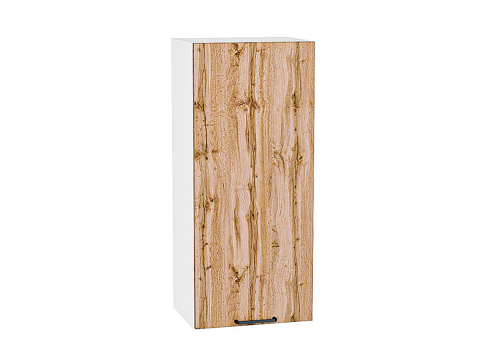 Шкаф верхний с 1-ой дверцей Флэт (920х400х318) Белый/wotan oak 2s