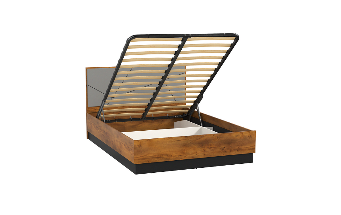 Кровать 54.16 Гамма (1400) с подъемным мех. таксония/черный/ПВХ грей