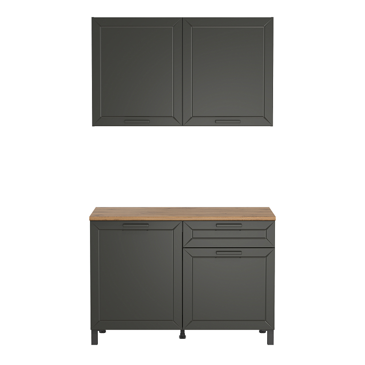 Шкаф Мадрид (1200) диамант серый/столешница дуб вотан/ДВПО белый/ПВХ графит