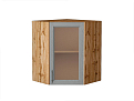 Шкаф верхний угловой остекленный Сканди (716х600х600) Дуб Вотан/grey softwood