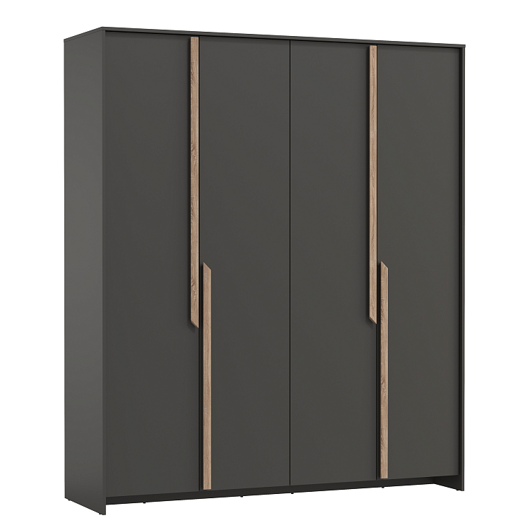 Шкаф для одежды 103.02 Рапсодия (4-х дв.) диамант серый/ДВПО белый/профиль masa decor дуб сонома