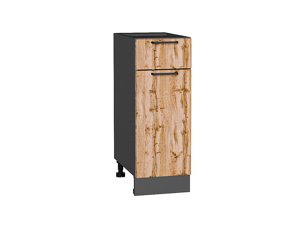 Шкаф нижний с 1-ой дверцей и ящиком Флэт (816х300х478) graphite/wotan oak 2s