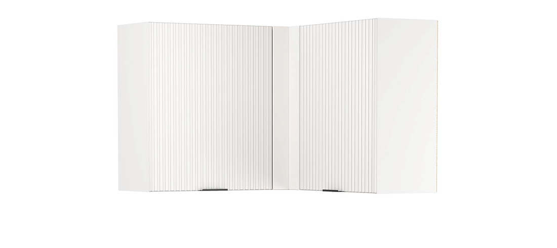 Шкаф навесной угловой Венера МДФ белый/фасад МДФ с ПВХ белый матовый фрезерованный/ДВПО белый