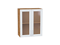 Шкаф верхний с 2-мя остекленными дверцами Сканди (716х600х320) Дуб Вотан/white softwood