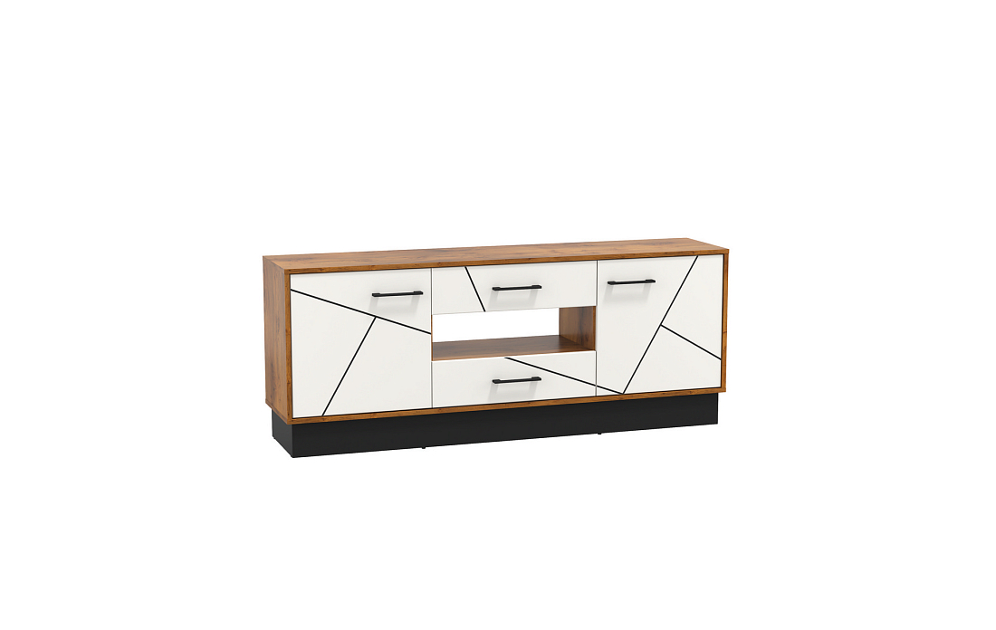 Тумба под ТВ 54.04 Гамма (ш.1600) таксония/черный/ПВХ белый