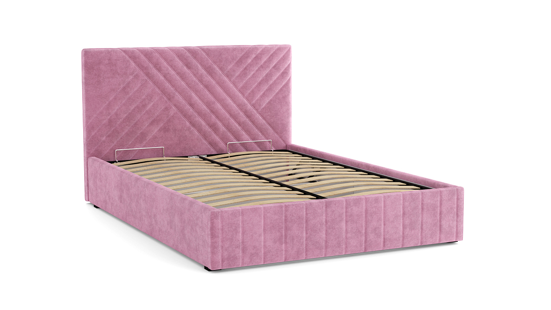 Кровать "Гамма" 1400 с подъемным мех. велюр тенерифе розовый