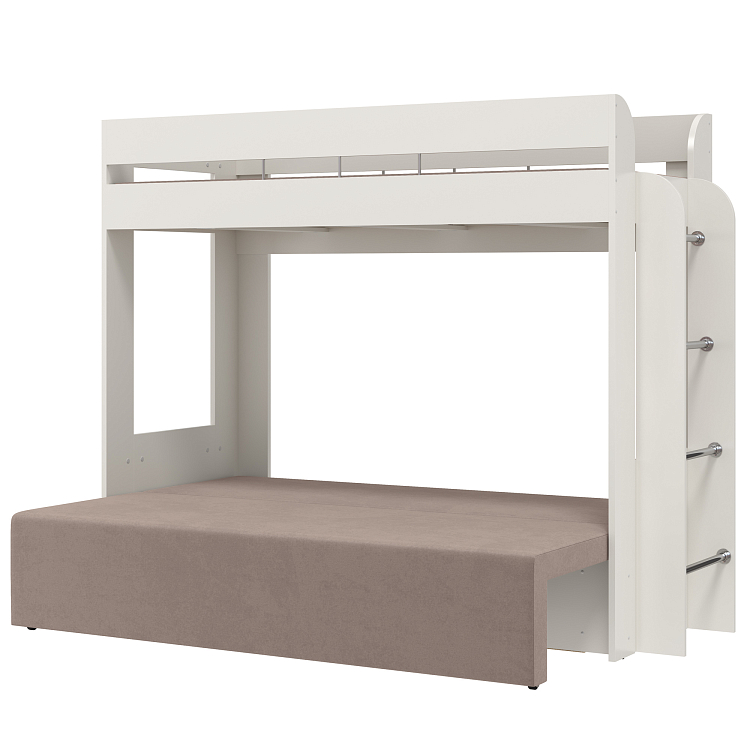 Кровать двухъярусная Немо белый/ткань велюр parma 10 капучино