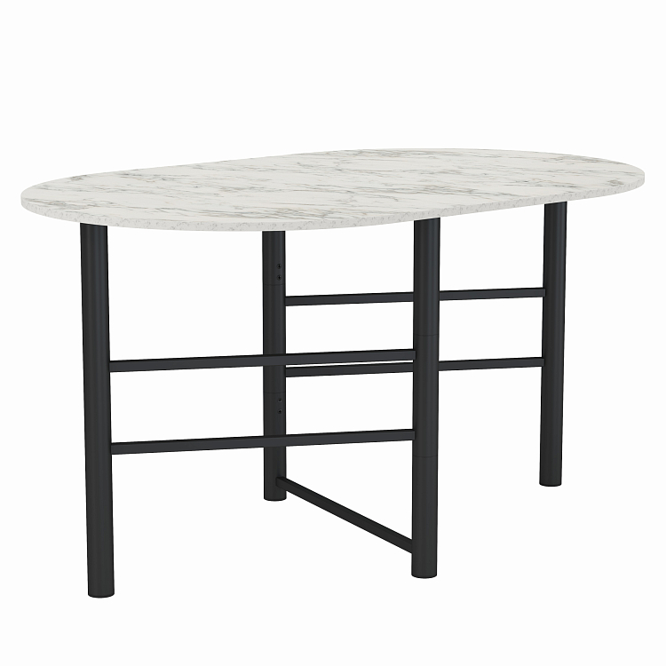Стол 42.41 Октава раскладной мрамор белый/металл черный