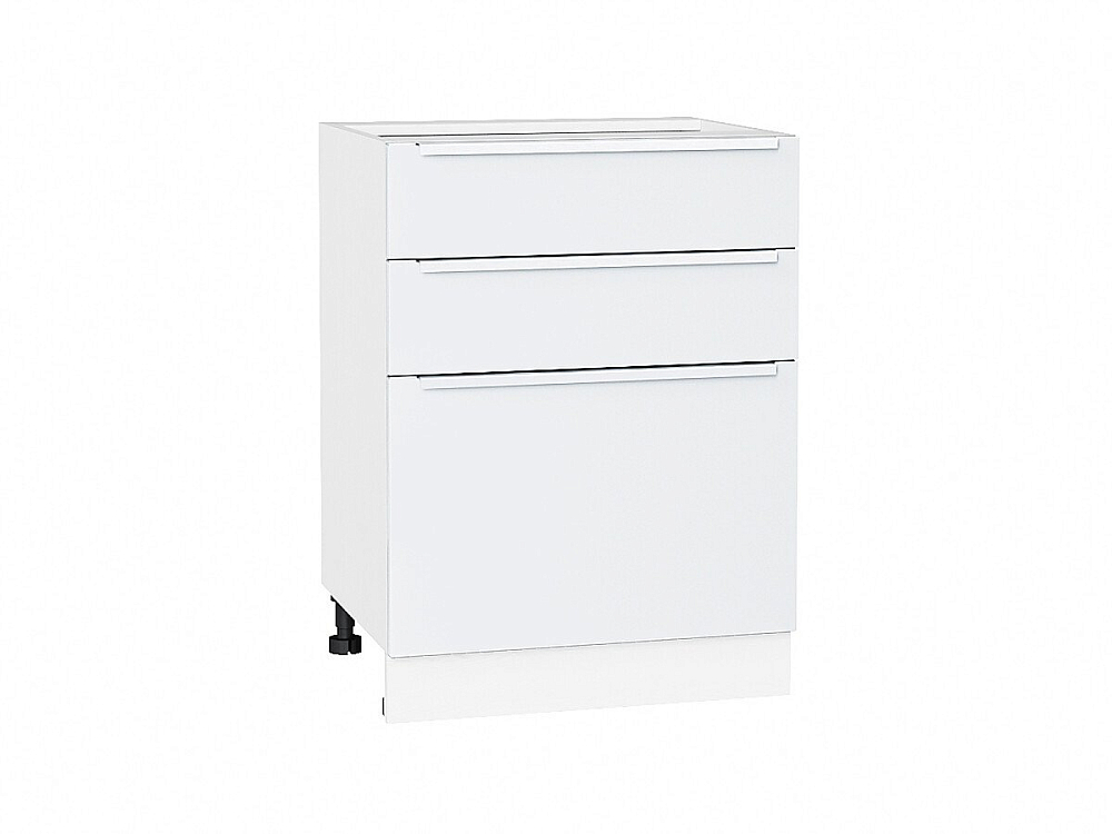 Шкаф нижний с 3-мя ящиками Фьюжн (816х600х480) Белый/silky white