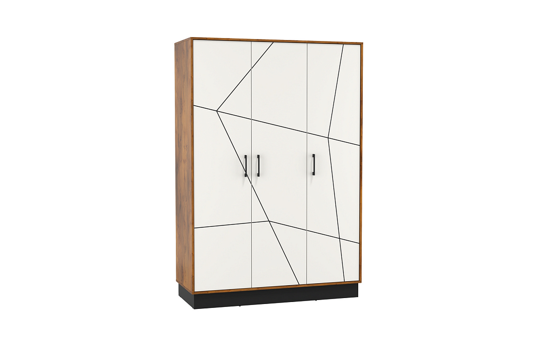 Шкаф для одежды 54.12 Гамма (3-х дв.) таксония/черный/ПВХ белый