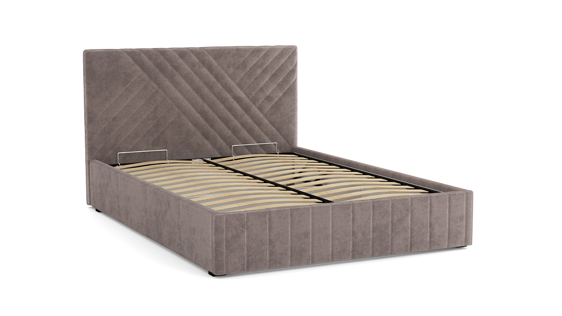 Кровать "Гамма" 1400 с подъемным мех. велюр тенерифе стоун