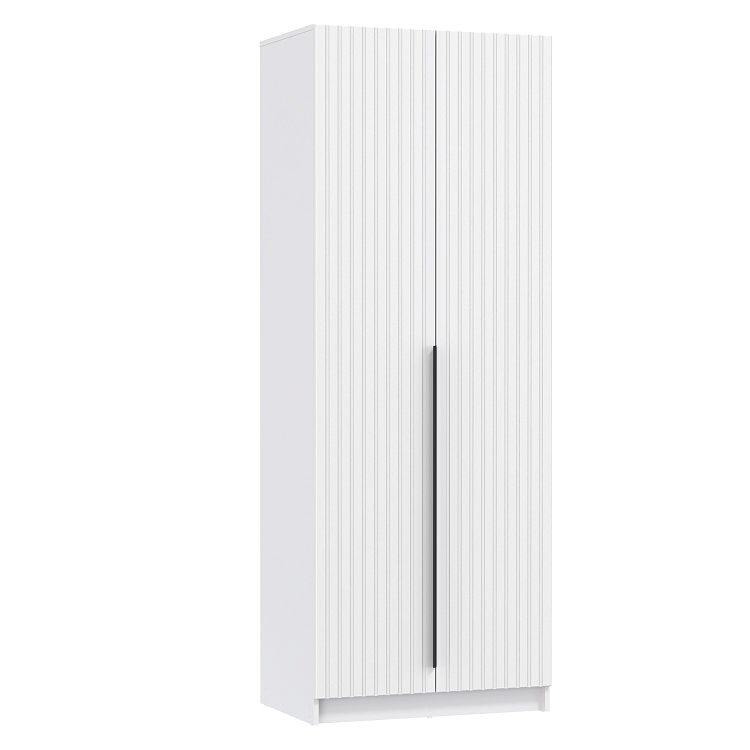 Шкаф для одежды 67.17 Брандо (2-х дв.) (h2150) МДФ New белый/ДВПО белый/фасад МДФ ПВХ белый/ручка l1000 металл черный