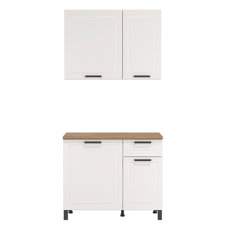 Шкаф Мадрид (1200) белый/столешница дуб вотан/ДВПО белый/ПВХ белый