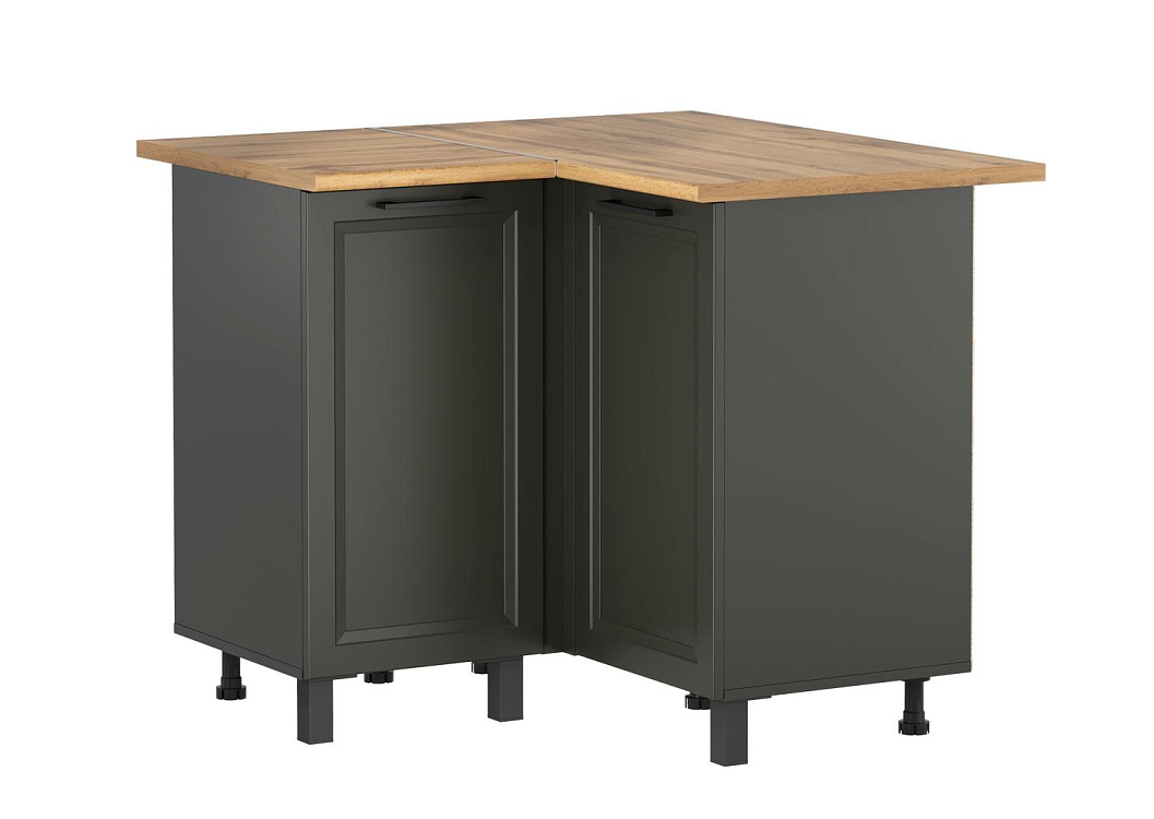 Шкаф угловой Римини диамант серый/столешница дуб вотан/ДВПО белый/ПВХ графит/профиль ПВХ графит