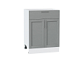 Шкаф нижний с 2-мя дверцами и ящиком Сканди (816х600х480) Белый/grey softwood
