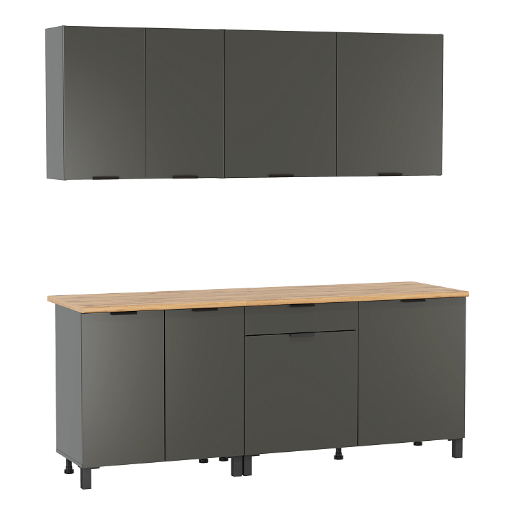 Кухня Венера (2000) ЛДСП диамант серый/фасад ЛДСП диамант серый/столешница дуб вотан/ДВПО белый