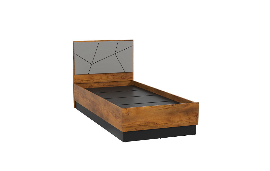 Кровать одинарная 54.17 Гамма (900 с настилом) таксония/ясень анкор светлый/ПВХ грей