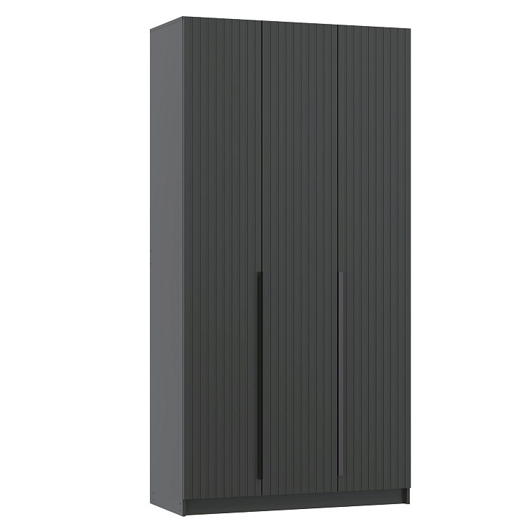 Шкаф для одежды 67.12 Брандо (3-х дв.) (h2400) МДФ New диамант серый/ДВПО белый/фасад МДФ ПВХ графит/ручка l1000 металл черный