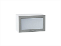 Шкаф верхний горизонтальный остекленный Сканди (358х600х320) Белый/grey softwood