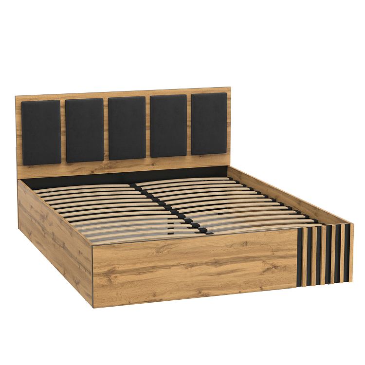 Кровать 51.26 Либерти (ш.1600) с подъемным мех. дуб вотан/черный