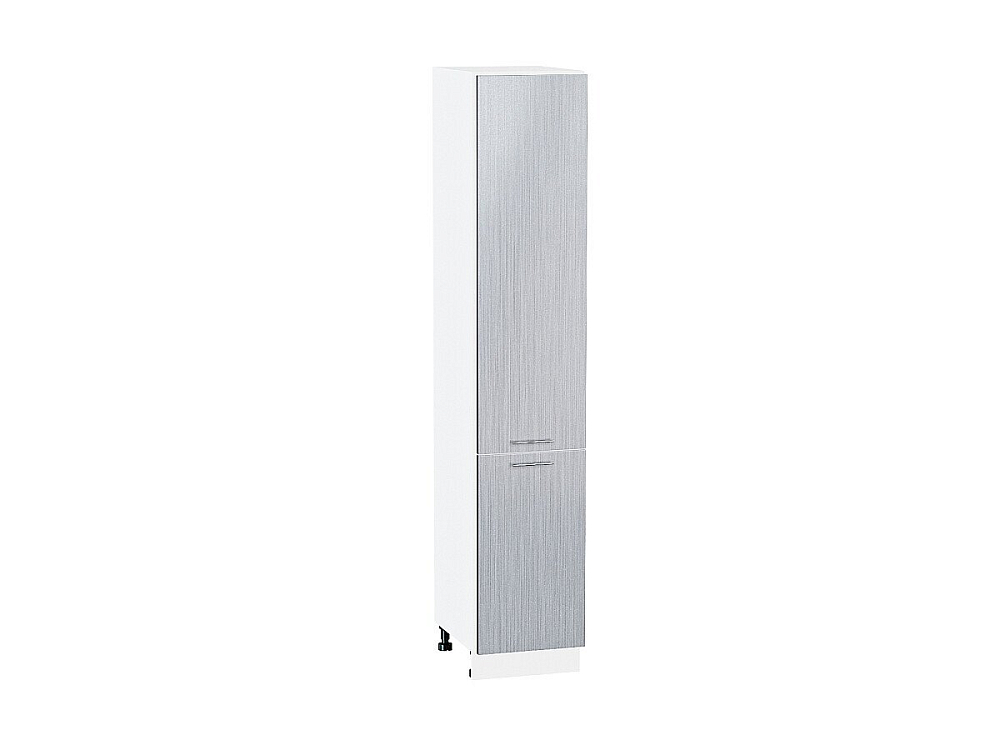 Шкаф пенал с 2-мя дверцами Валерия-М 400 (для верхних шкафов высотой 720) (2132х400х574) Белый/Серый металлик дождь светлый