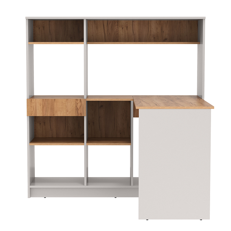 Стол письменный 89.11-01 Прайм угловой правый кашемир/дуб золотой/ДВПО серый камень