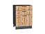 Шкаф нижний с 3-мя ящиками Флэт (816х600х478) Graphite/Wotan Oak 2S