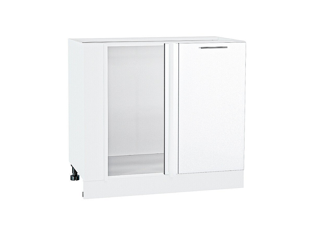 Шкаф нижний угловой Валерия-М НУ 990М (816х890х478) Белый/белый металлик