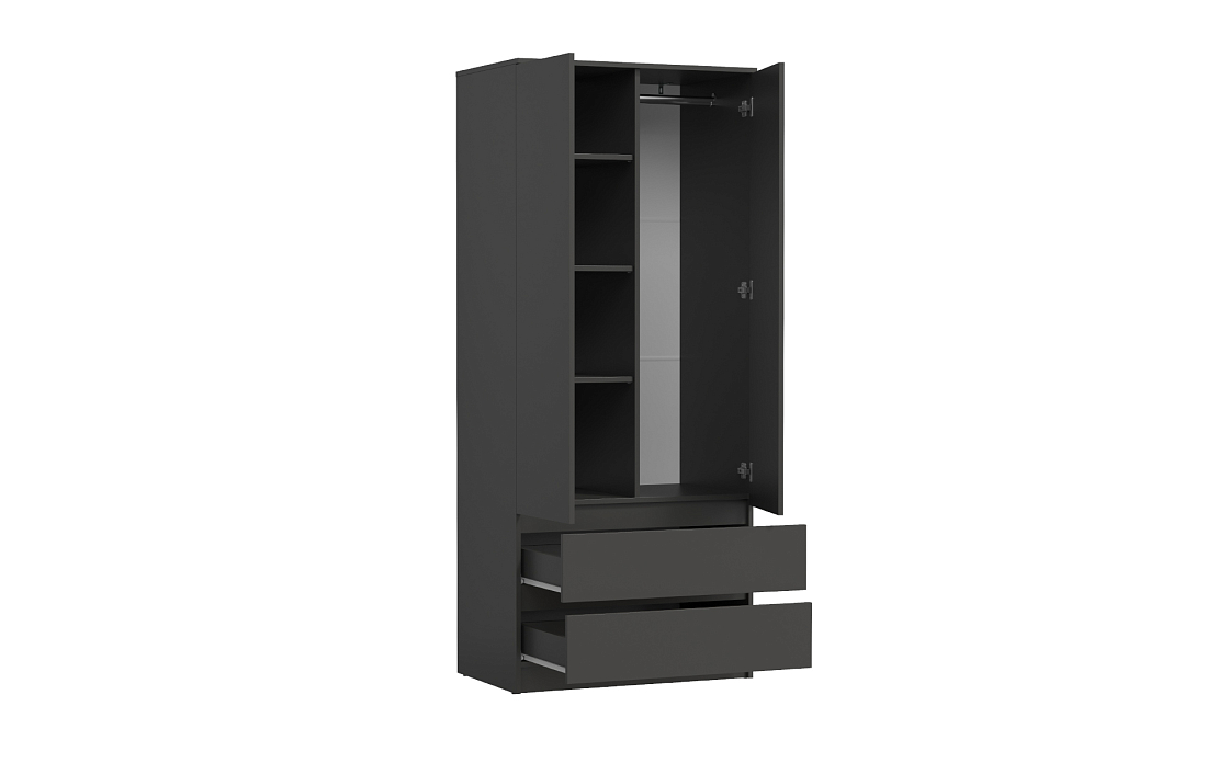 Шкаф для одежды 82.03 Берген (2-х дв.) диамант серый/ДВПО белый