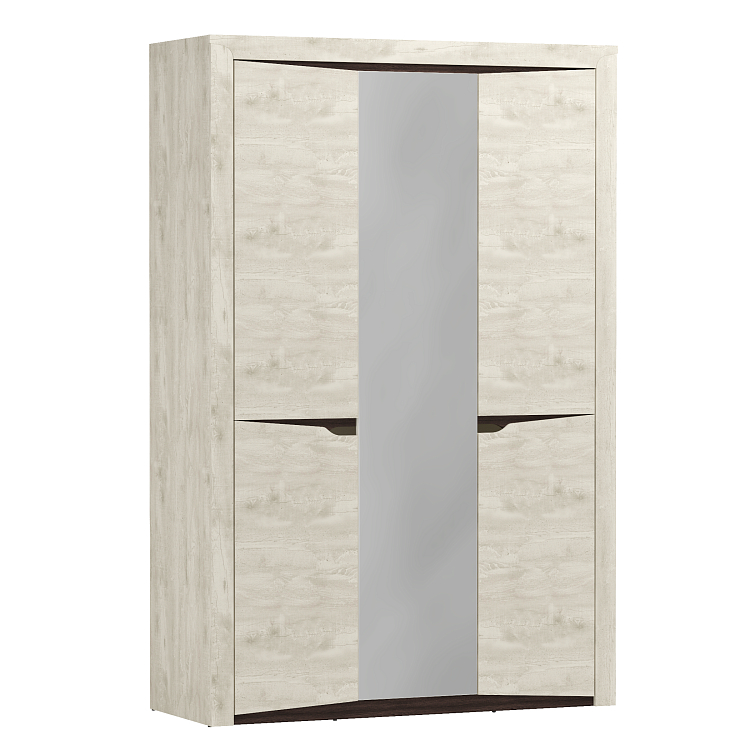 Шкаф для одежды 33.02 Лючия (3-х дв.) бетон пайн белый/венге/белый/ДВПО белый/зеркало