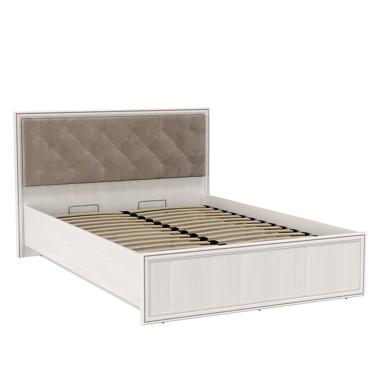 Кровать 06.121-01 Габриэлла (1400) с ортопедическим осн. вудлайн кремовый/профиль аруша венге патина/ткань велюр fresh хумус