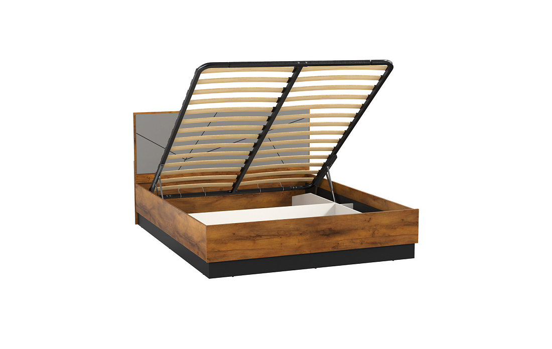 Кровать 54.15 Гамма (1600) с подъемным мех. таксония/черный/ПВХ грей