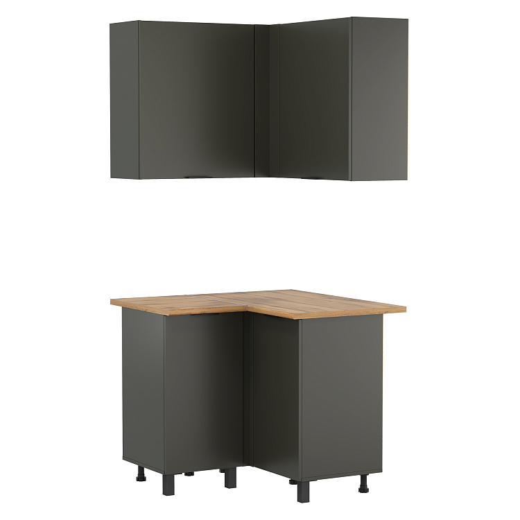 Кухня Венера угловая ЛДСП диамант серый/фасад ЛДСП диамант серый/столешница дуб вотан/ДВПО белый