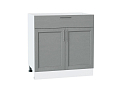 Шкаф нижний с 2-мя дверцами и ящиком Сканди (816х800х480) Белый/grey softwood