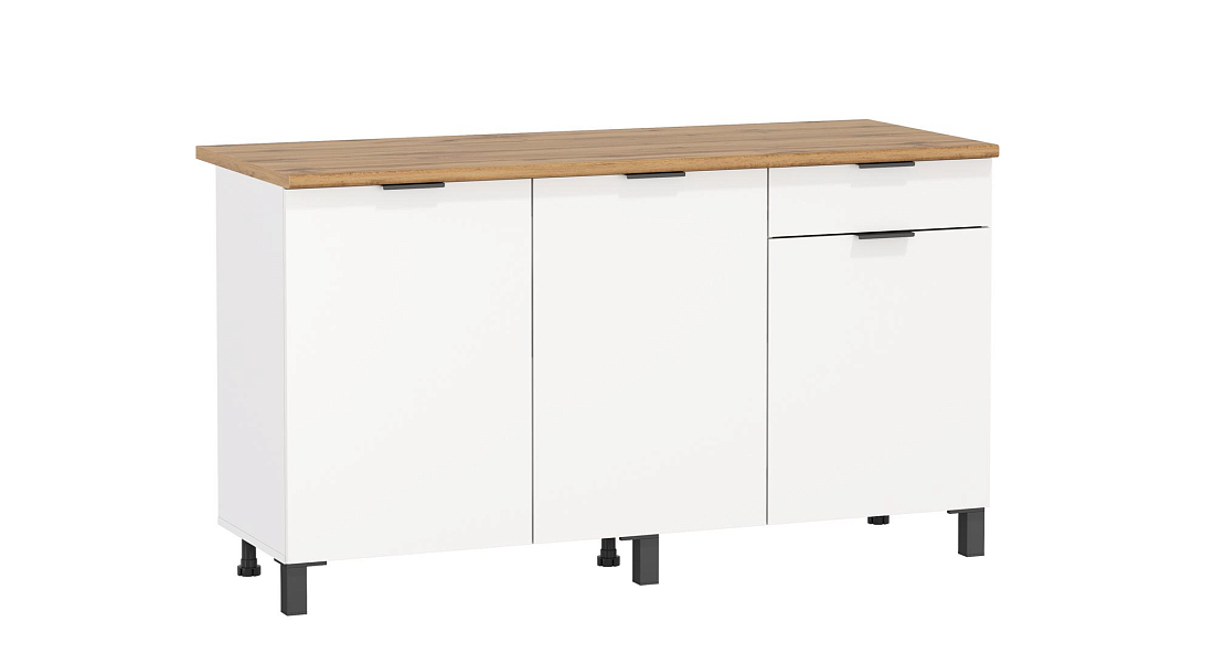 Шкаф Венера (1500) ЛДСП белый/фасад ЛДСП белый/столешница дуб вотан/ДВПО белый