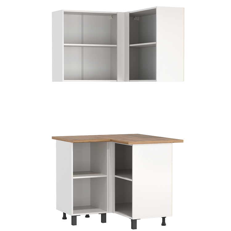 Шкаф навесной угловой Аризона белый/ДВПО белый/ПВХ софт белый 0,3мм/профиль ПВХ белый О