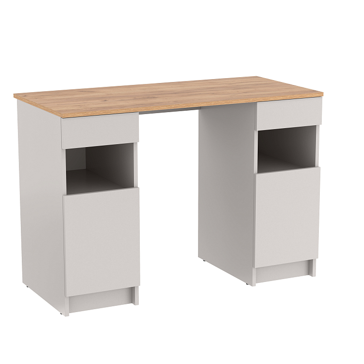 Стол письменный 89.14 Прайм (с тумбами) кашемир/дуб золотой/ДВПО серый камень