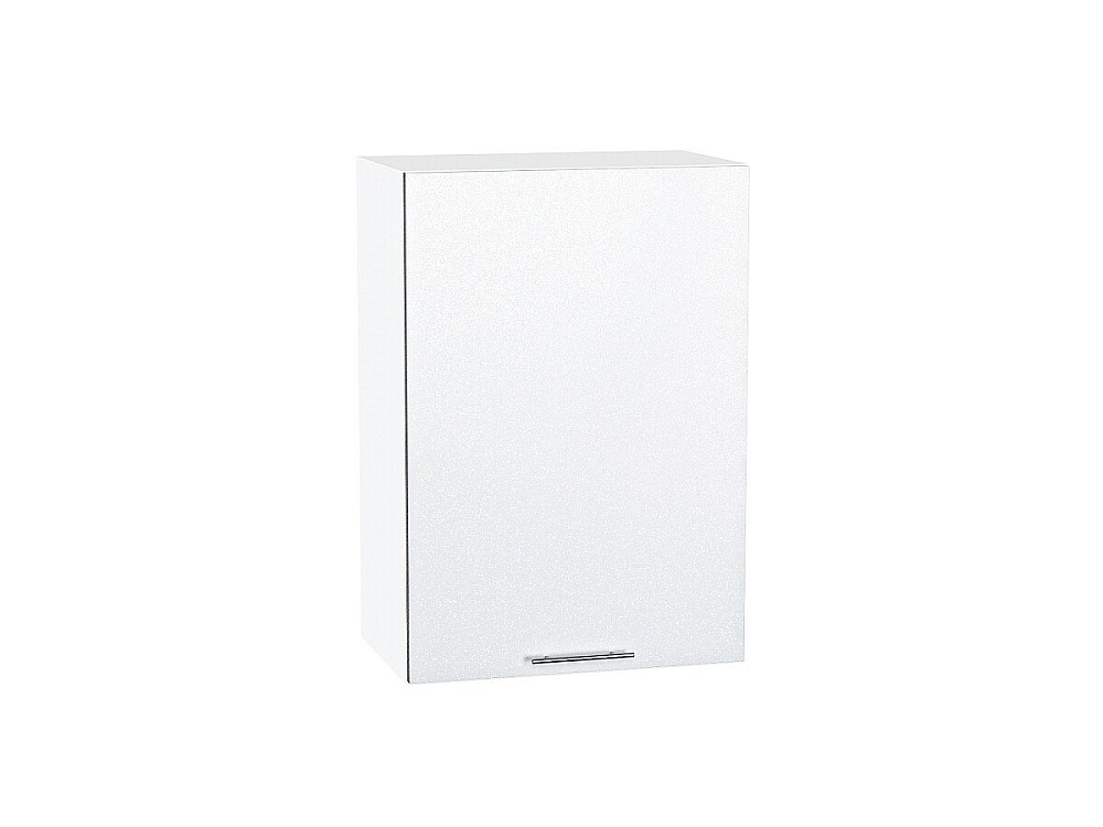 Шкаф верхний с 1-ой дверцей Валерия-М (716х500х318) Белый/белый металлик