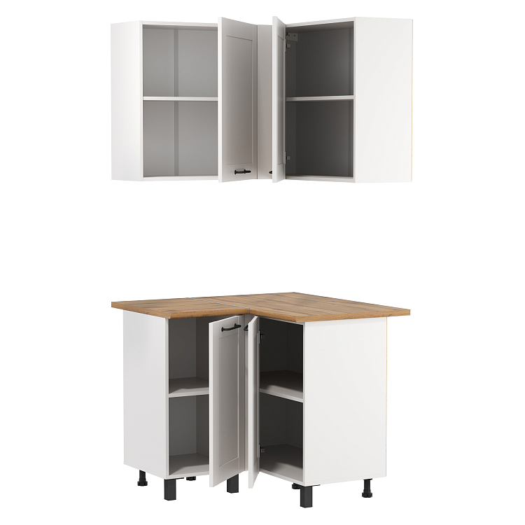 Шкаф навесной угловой Аризона белый/ДВПО белый/ПВХ софт белый 0,3мм/профиль ПВХ белый О