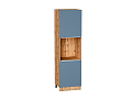 Шкаф пенал с 2-мя дверцами под технику Фьюжн (2132х600х576) Дуб Вотан/silky blue