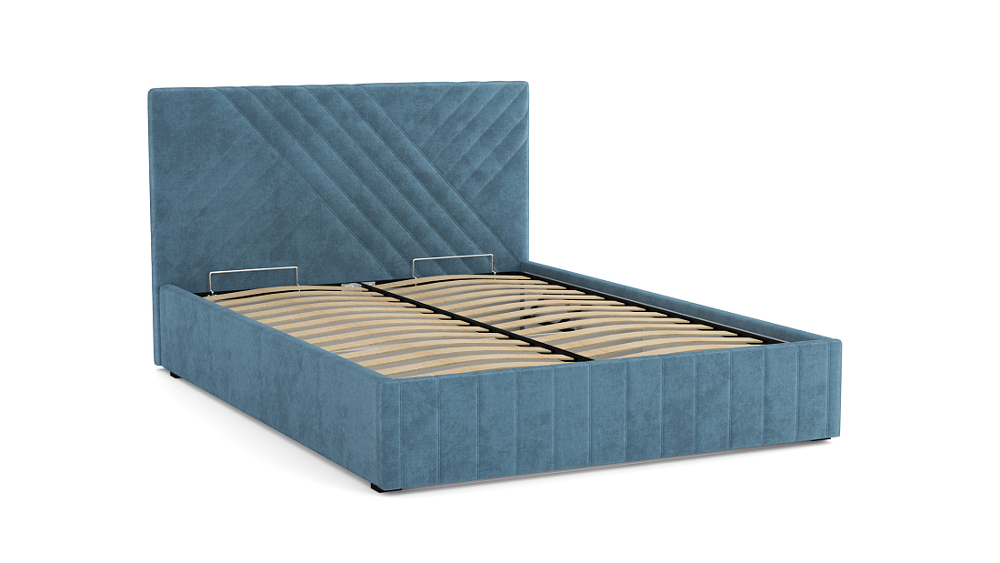 Кровать "Гамма" 1400 с подъемным мех. велюр тенерифе дасти блю