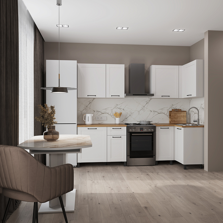 Шкаф навесной Аризона (1200) белый/ДВПО белый/профиль ПВХ белый О