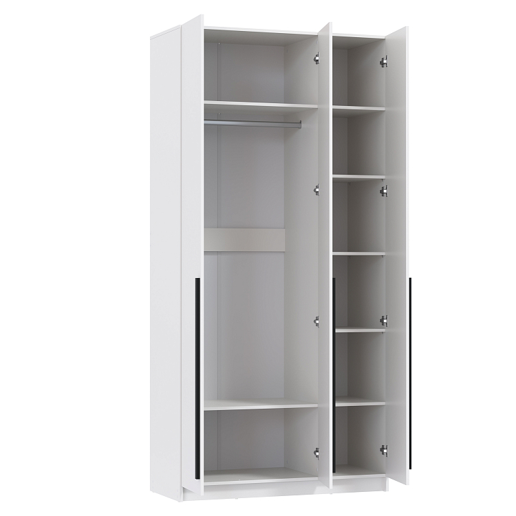 Шкаф для одежды 67.08 Брандо (3-х дв.) (h2500) ЛДСП New белый/ДВПО белый/фасад ЛДСП белый