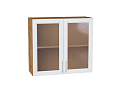 Шкаф верхний с 2-мя остекленными дверцами Сканди (716х800х320) Дуб Вотан/white softwood