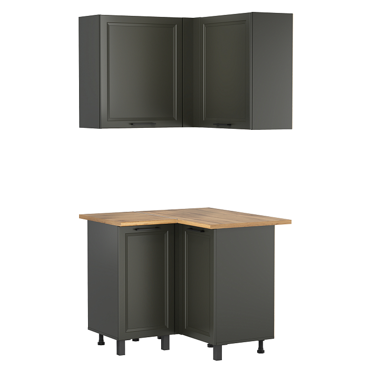 Шкаф навесной угловой Римини диамант серый/ДВПО белый/ПВХ графит/профиль ПВХ графит